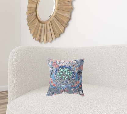 16" X 16" Sky Blue Geometric Indoor Outdoor Throw Pillow