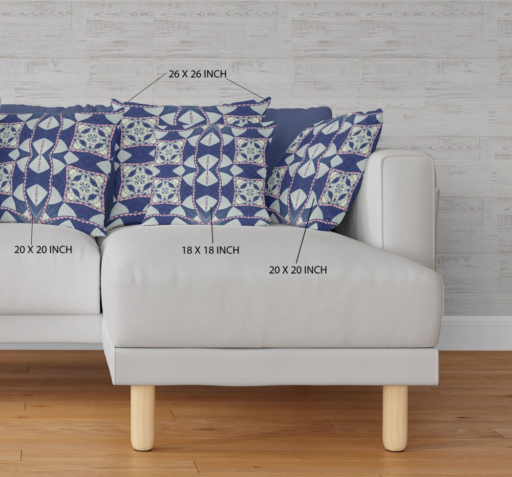 16" X 16" Indigo Geometric Indoor Outdoor Throw Pillow