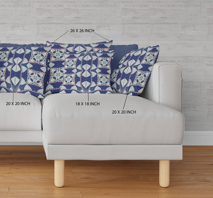 16" X 16" Indigo Geometric Indoor Outdoor Throw Pillow