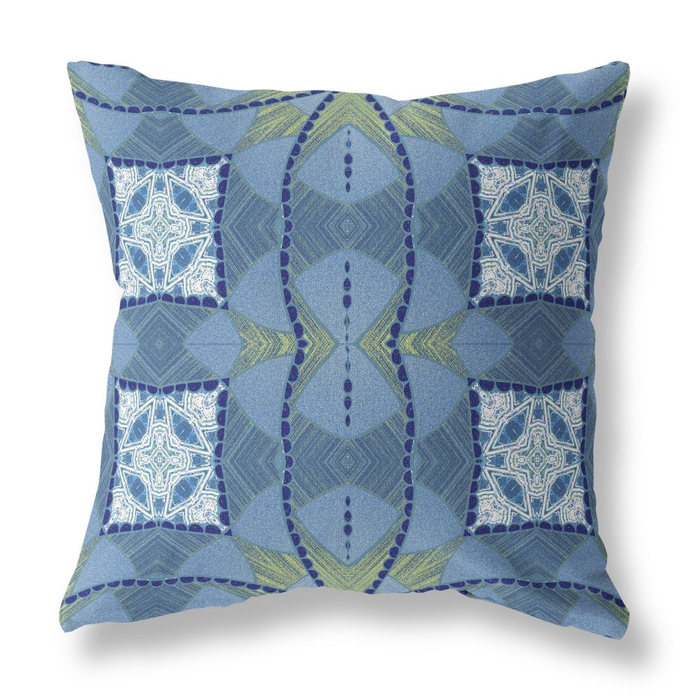 16" X 16" Yellow Geometric Indoor Outdoor Throw Pillow