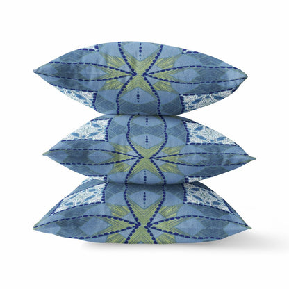 16" X 16" Yellow Geometric Indoor Outdoor Throw Pillow