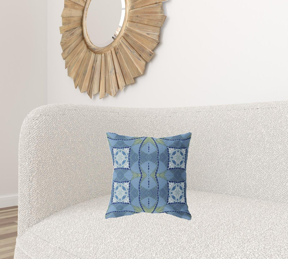 16" X 16" Yellow Geometric Indoor Outdoor Throw Pillow