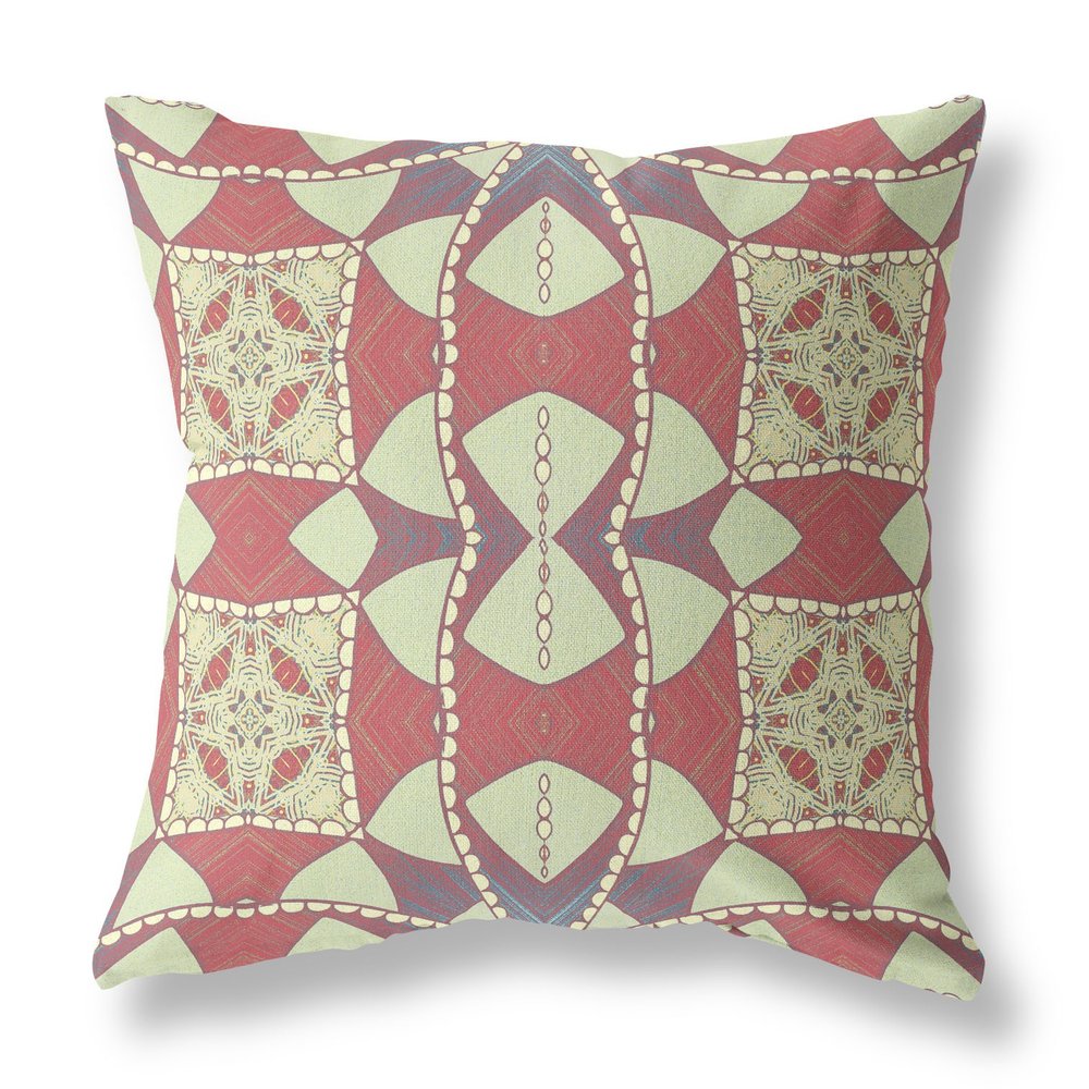 16" X 16" Yellow Geometric Indoor Outdoor Throw Pillow