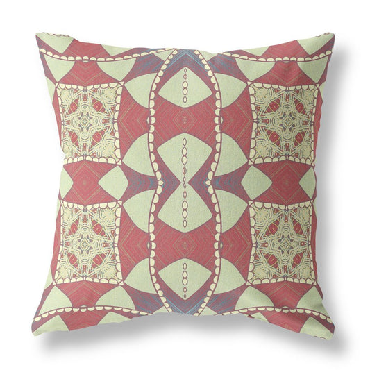 16" X 16" Yellow Geometric Indoor Outdoor Throw Pillow
