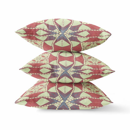 16" X 16" Yellow Geometric Indoor Outdoor Throw Pillow