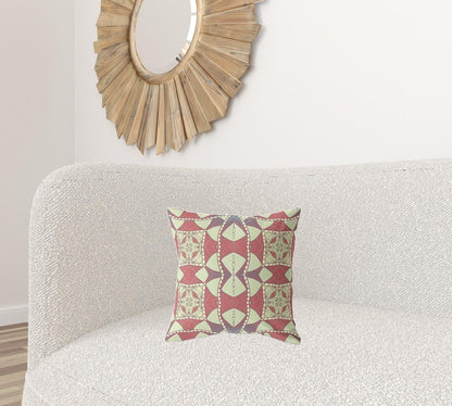 16" X 16" Yellow Geometric Indoor Outdoor Throw Pillow