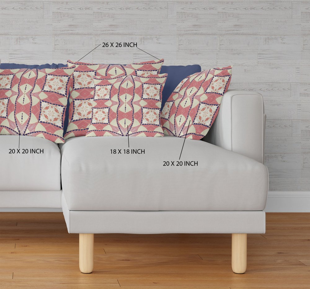 16" X 16" Red and White Geometric Indoor Outdoor Throw Pillow