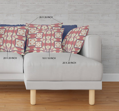 16" X 16" Red and White Geometric Indoor Outdoor Throw Pillow