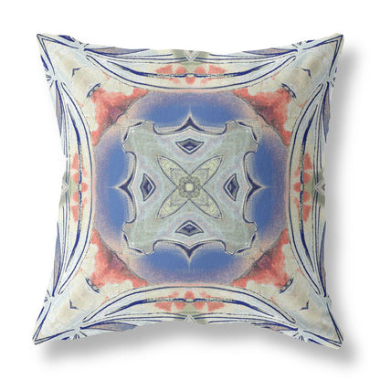 16" X 16" Cream Geometric Indoor Outdoor Throw Pillow