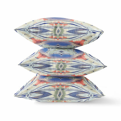 16" X 16" Cream Geometric Indoor Outdoor Throw Pillow