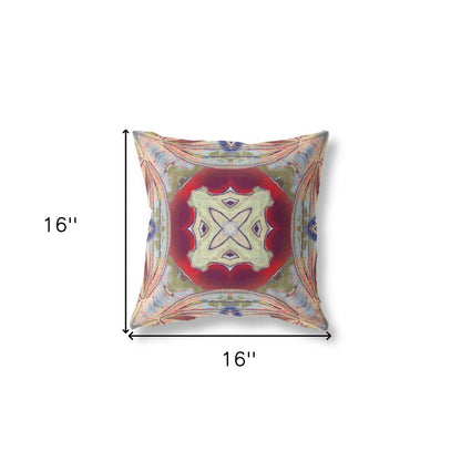 16" X 16" Gray Geometric Indoor Outdoor Throw Pillow