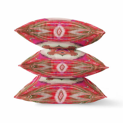 16" X 16" Pink Geometric Indoor Outdoor Throw Pillow