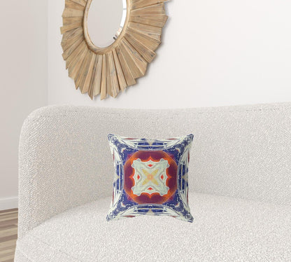 16" X 16" Indigo Geometric Indoor Outdoor Throw Pillow