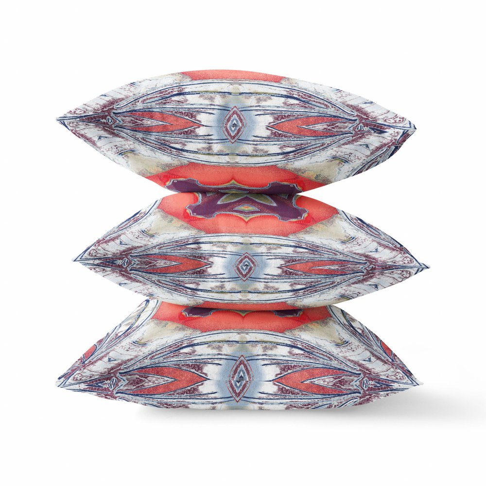 16" X 16" Peach Geometric Indoor Outdoor Throw Pillow