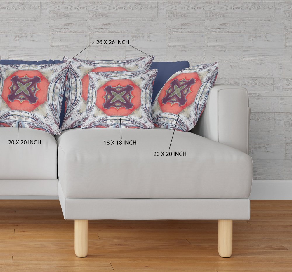 16" X 16" Peach Geometric Indoor Outdoor Throw Pillow
