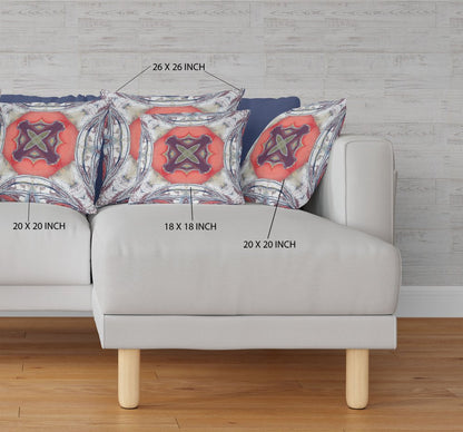 16" X 16" Peach Geometric Indoor Outdoor Throw Pillow