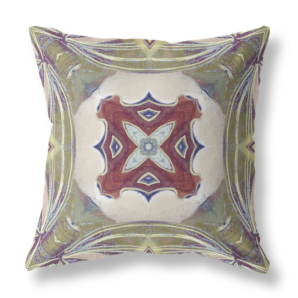16" X 16" Magenta Geometric Indoor Outdoor Throw Pillow