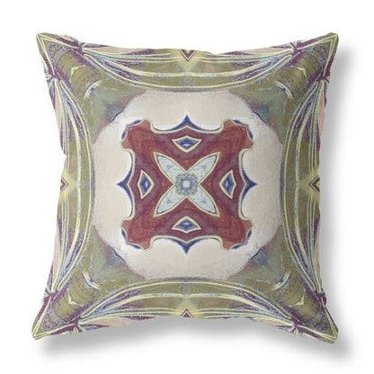 16" X 16" Magenta Geometric Indoor Outdoor Throw Pillow