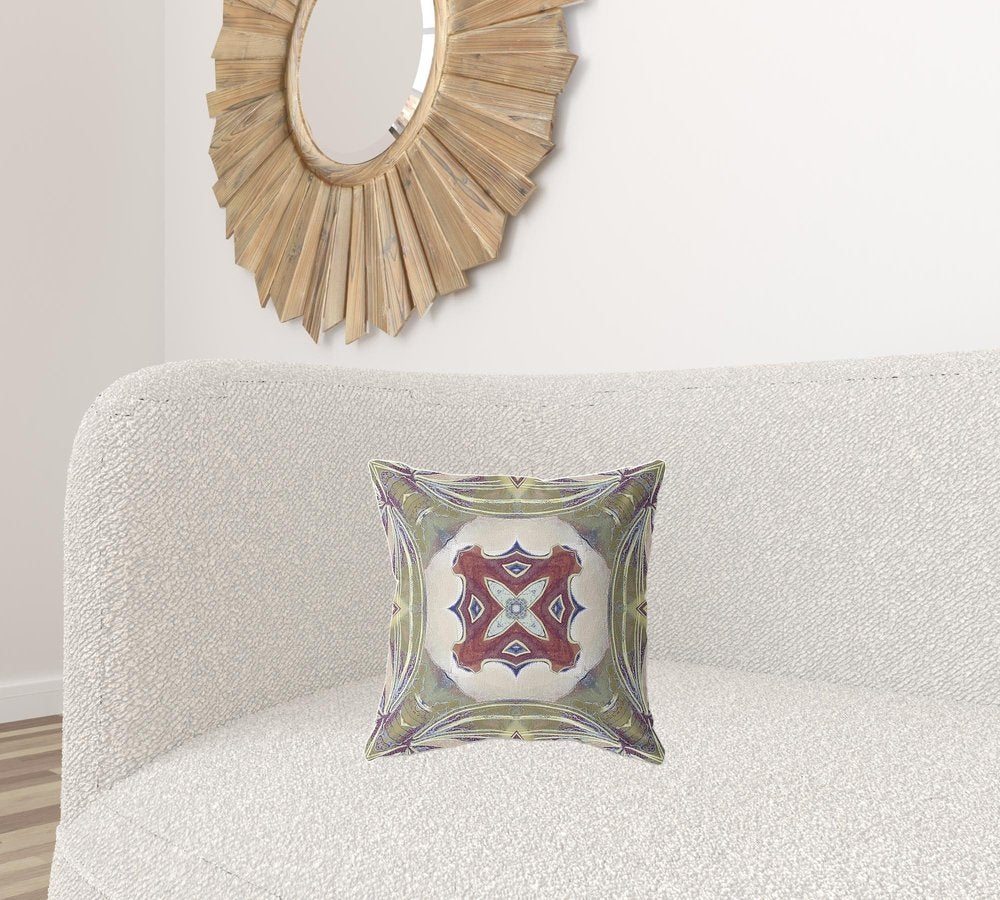 16" X 16" Magenta Geometric Indoor Outdoor Throw Pillow