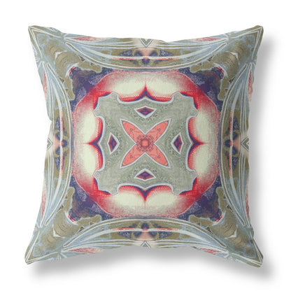 16" X 16" Pink Geometric Indoor Outdoor Throw Pillow