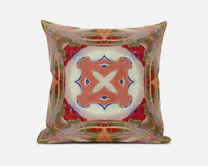 16" X 16" Muted Red Zippered Geometric Indoor Outdoor Throw Pillow
