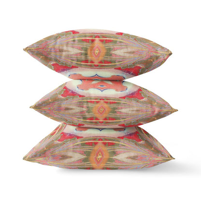 16" X 16" Muted Red Zippered Geometric Indoor Outdoor Throw Pillow