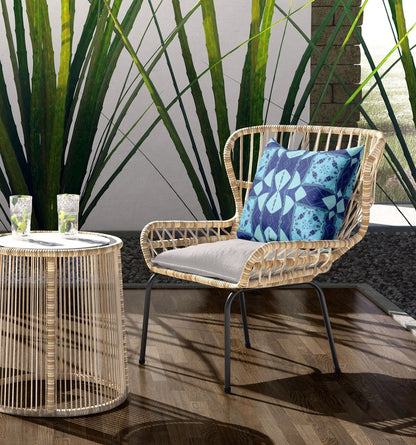 16" X 16" Blue Blown Seam Geometric Indoor Outdoor Throw Pillow