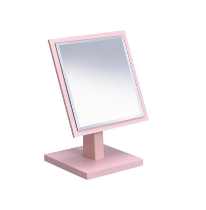9" Pink Wood Square Freestanding Framed Makeup Shaving Tabletop Mirror