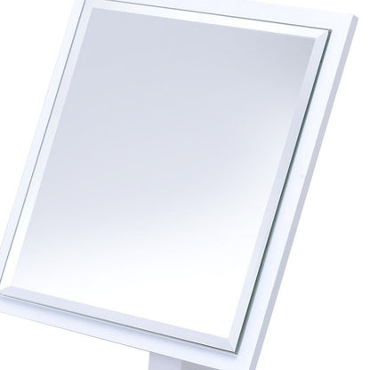 9" White Wood Square Freestanding Framed Makeup Shaving Tabletop Mirror