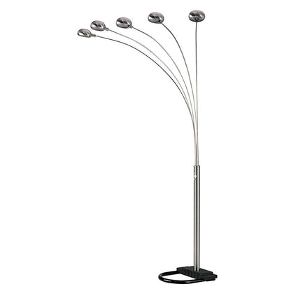 84" Gold Five Light Arc Floor Lamp With Brass Metal Dome Shade