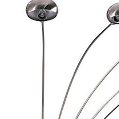 84" Gold Five Light Arc Floor Lamp With Brass Metal Dome Shade