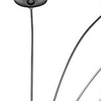 84" Gold Five Light Arc Floor Lamp With Brass Metal Dome Shade
