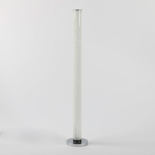 49" White Metal LED Column Floor Lamp With Clear Acrylic Drum Shade