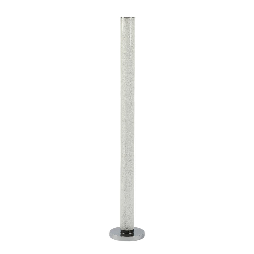 49" White Metal LED Column Floor Lamp With Clear Acrylic Drum Shade