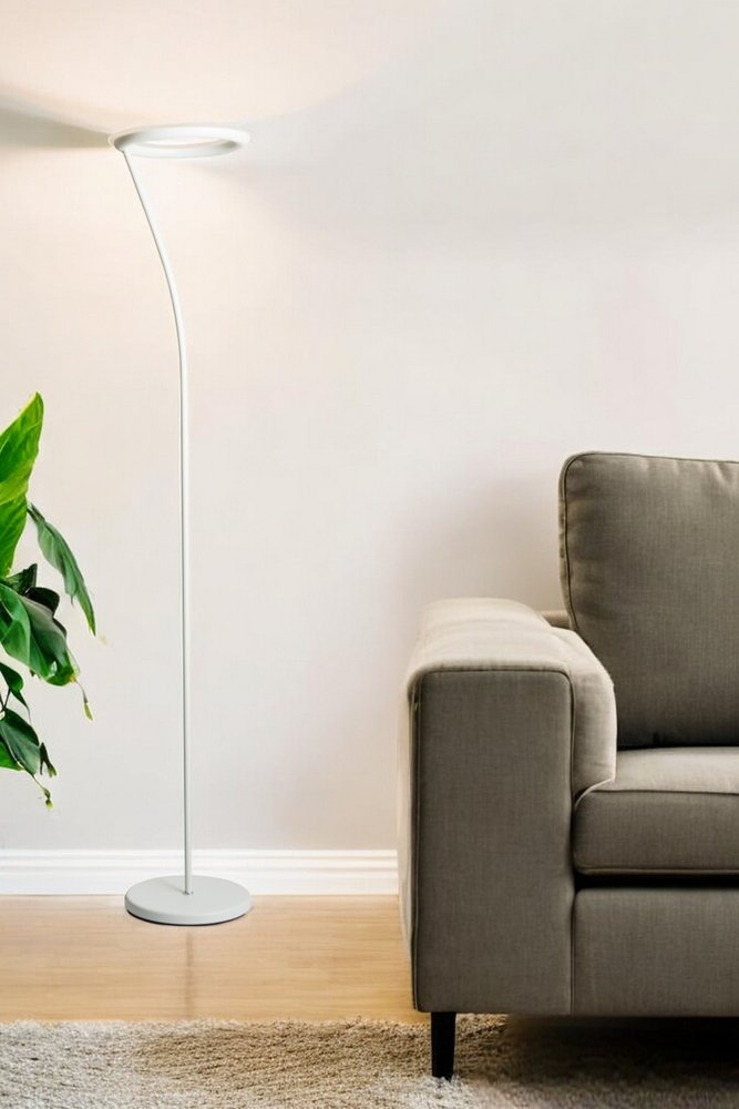 73" White LED Torchiere Floor Lamp With White