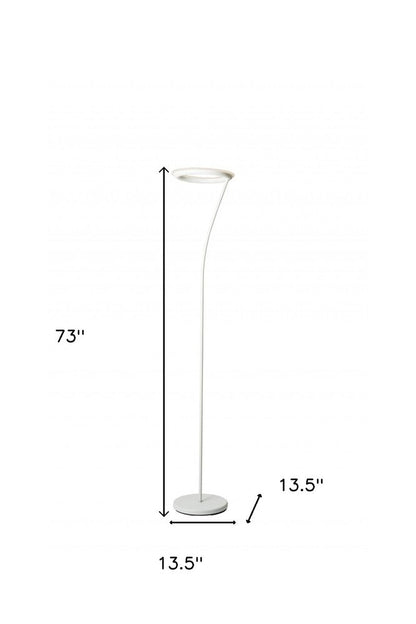 73" White LED Torchiere Floor Lamp With White