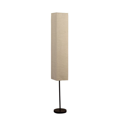 63" Black And Off White Column Floor Lamp With Off White Paper Rectangular Shade