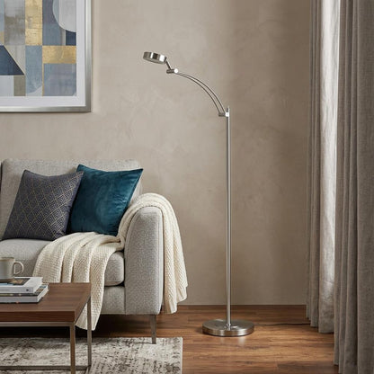 54" Silver Adjustable LED Task Floor Lamp With Silver