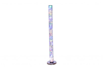 49" Silver LED Column Floor Lamp With Clear Acrylic Drum Shade