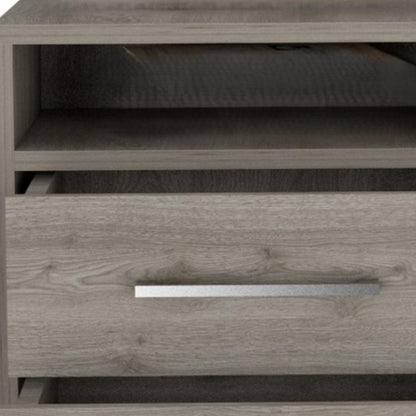 20" Light Gray Wood Two Drawer Nightstand