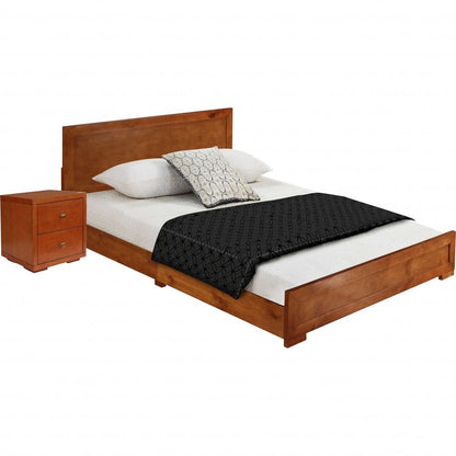 Two Piece Dark Red Solid and Manufactured Wood Bedroom Set