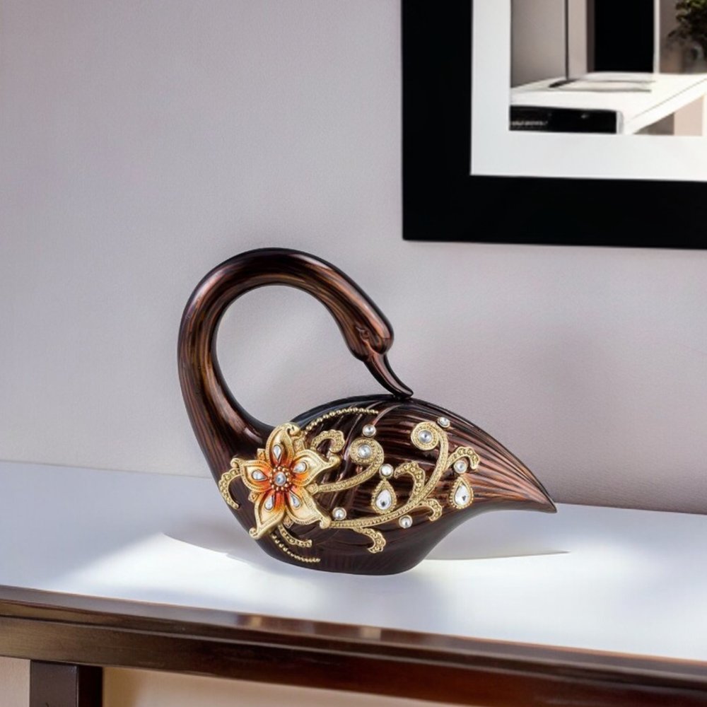 10" Bronze And Gold Polyresin Dove Statue Sculpture