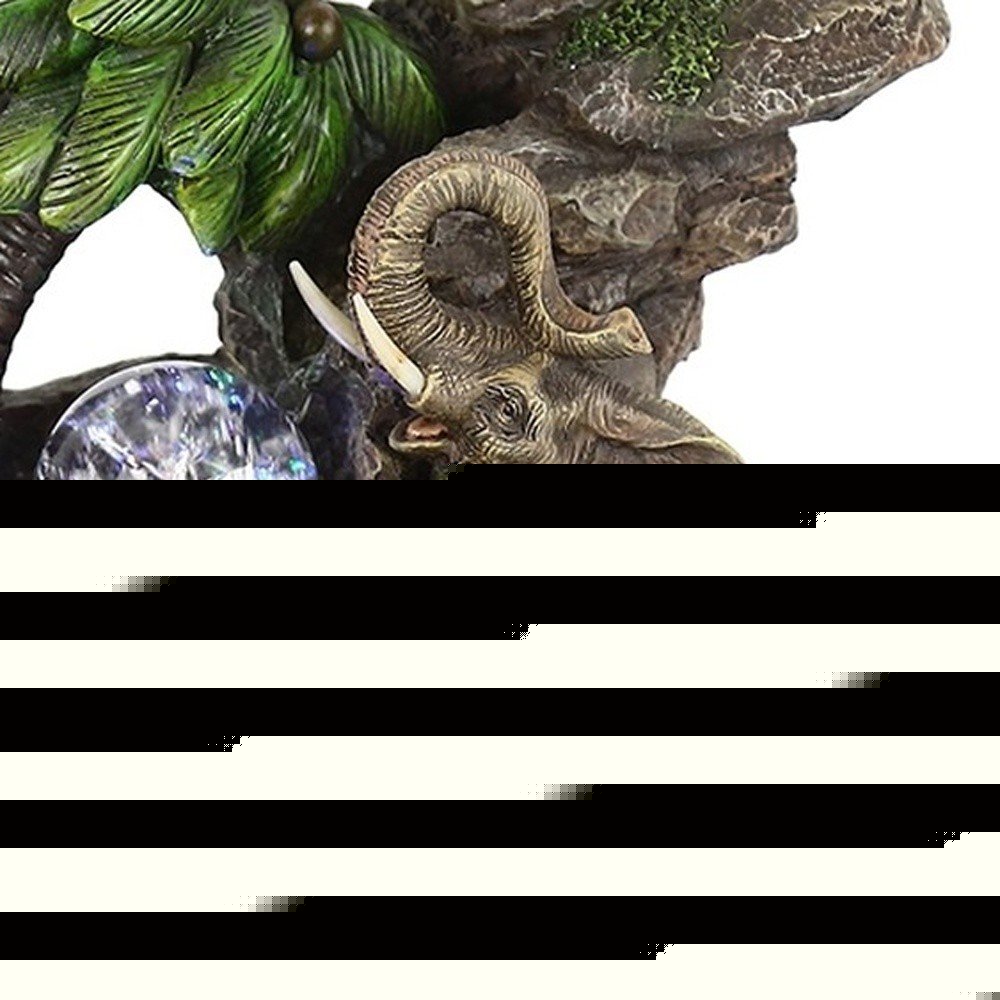11" Gray  Polyresin Elephant Tabletop Fountain with Light