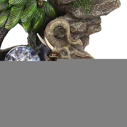 11" Gray  Polyresin Elephant Tabletop Fountain with Light