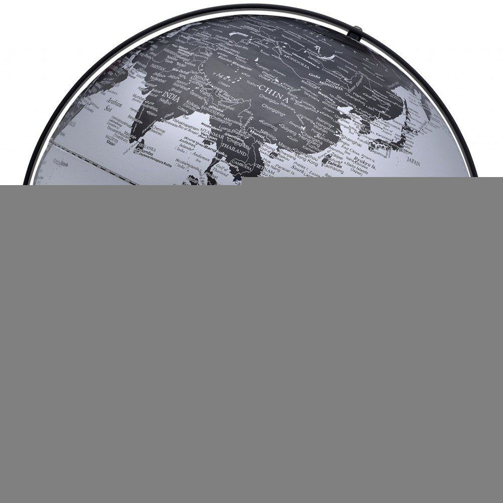 21" Black And Silver Modern Polyresin Globe