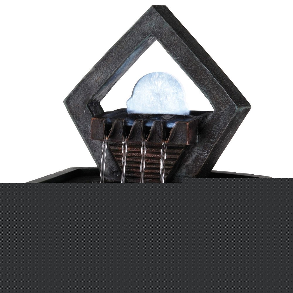 10" Brown Polyresin Geo and Pebbles Tabletop Fountain with LED Light