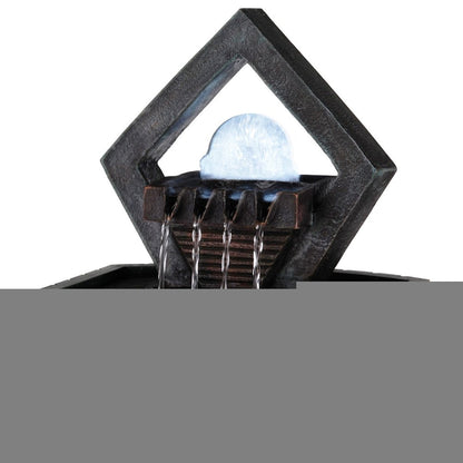 10" Brown Polyresin Geo and Pebbles Tabletop Fountain with LED Light