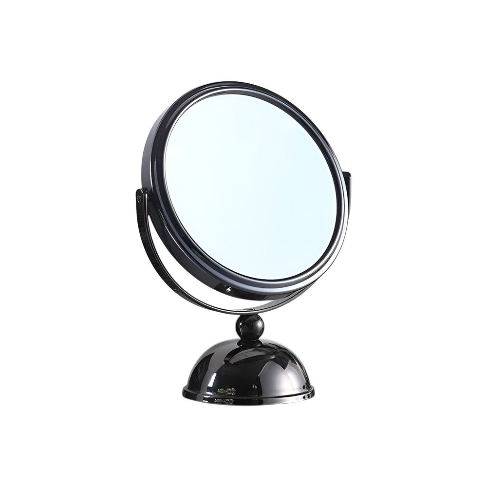 9" Black Round Metal Framed Makeup Shaving Tabletop Mirror