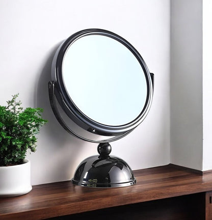 9" Black Round Metal Framed Makeup Shaving Tabletop Mirror