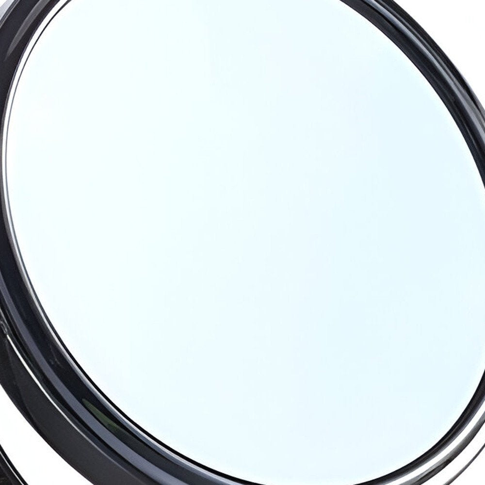 9" Black Round Metal Framed Makeup Shaving Tabletop Mirror